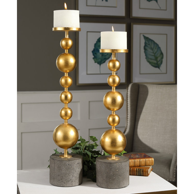 Everly Quinn 2 Piece Tall Metal Candlestick Set Wayfair